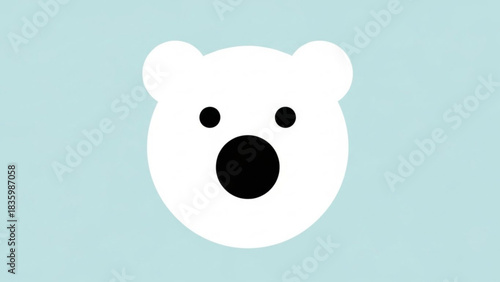 Adorable polar bear face illustration for children's designs, perfect for winter themes and cute animal projects, ideal for educational materials