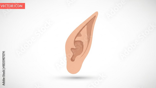 Whimsical elf ear illustration for fantasy designs or cosplay projects requiring a touch of magic and folklore character creation, perfect for designers!