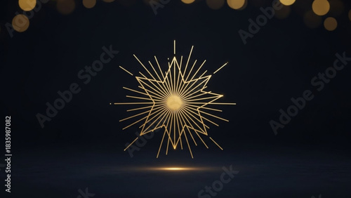 Elegant golden starburst on dark backdrop creates a luxurious and modern feel, perfect for holiday cards, celebratory events, and premium brand promotions