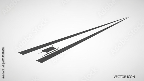 Sleek winter sledding graphic for holiday promotions and winter wonderland designs evokes fun and memories of snowy days perfect for seasonal campaigns