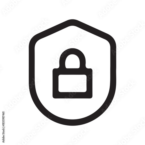 Minimalist Padlock Icon. Black and white vector symbol of security, privacy, and locked access, depicting a closed lock for protection.