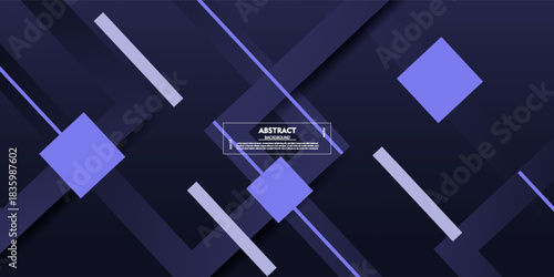 Dark blue abstract background with overlapping square paper cut patterns. Dark blue background with shadow design. Eps10 vector.