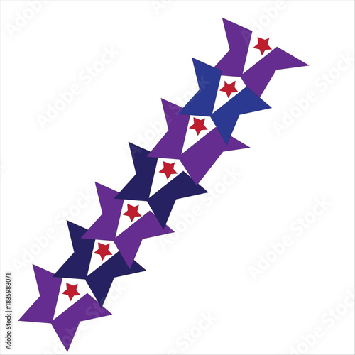 Star pattern in shades of purple with red center star, abstract diagonal decoration