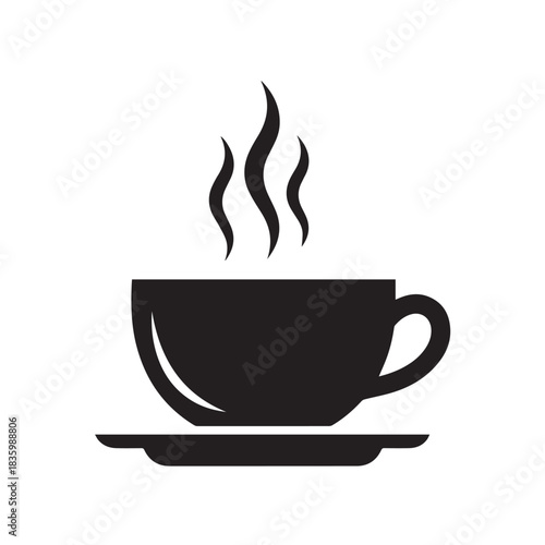 A steaming cup of coffee on a saucer, isolated on white background, perfect for a morning pickmeup or a relaxing break