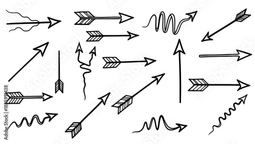 Collection of hand drawn arrow icons in silhouette style