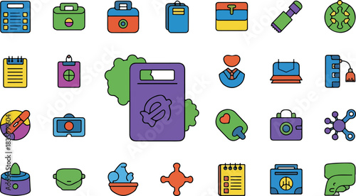 Financial, Retail, and Mobile Payment Security Icon Set - POS, Digital Keypad, and Shield Protection