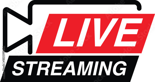 Live streaming icon with camera and text