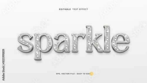 Shiny Silver Diamond 3D Editable Text Effect