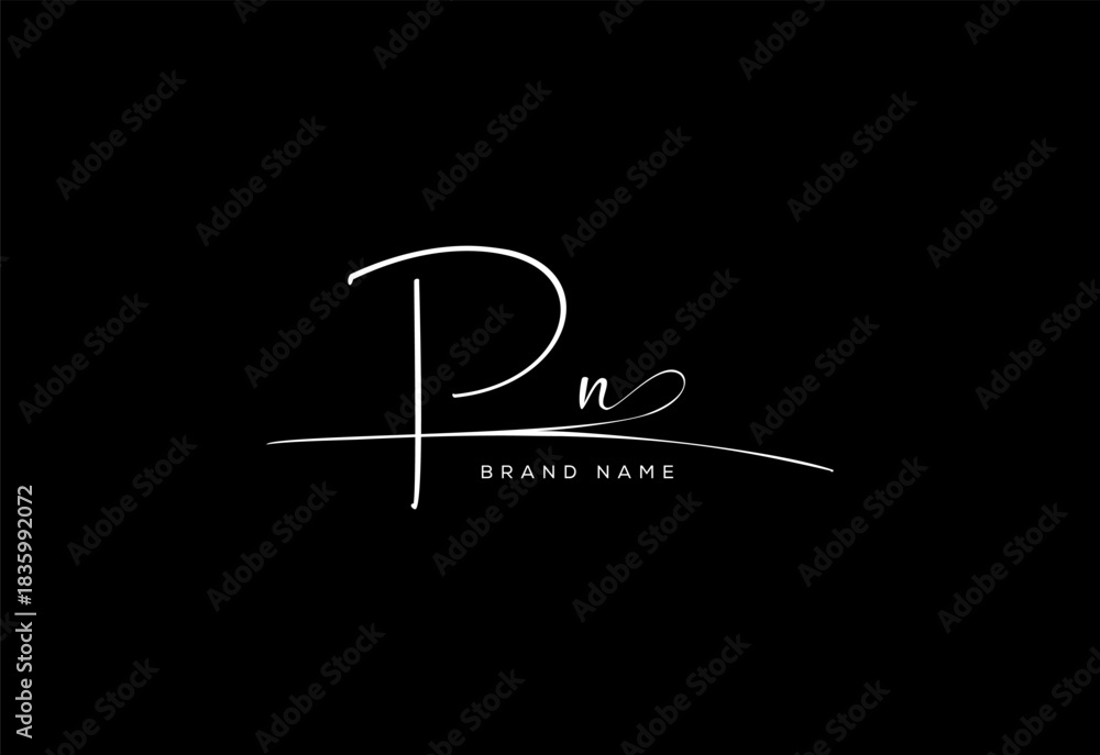 Fototapeta premium PN letter beauty cursive handwriting logo. vector logo| abstract logo| minimalist logo| brand identity| calligraphy design.