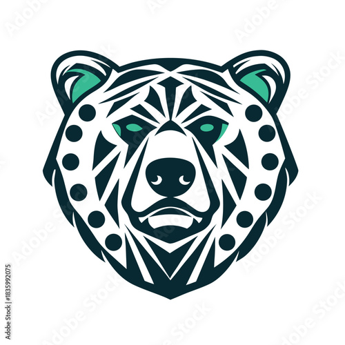 Geometric Bear Head Minimalist Vector Illustration