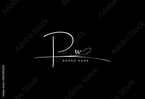 PW letter beauty cursive handwriting logo. vector logo| abstract logo| minimalist logo| brand identity| calligraphy design.