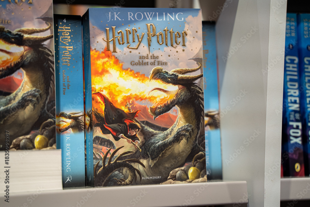 Obraz premium Close up of Harry Potter and the Goblet of Fire book cover. Toronto, Canada - December 3, 2025.