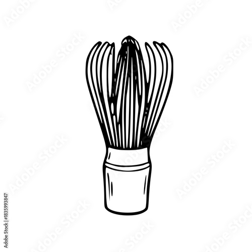 Japanese matcha whisk chasen outline illustration