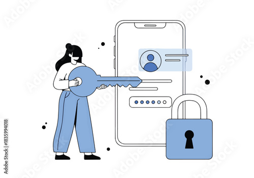 Secure your digital world with mobile security and password protection - Flat Vector Illustration, icon. Editable stroke. Colored vector illustration