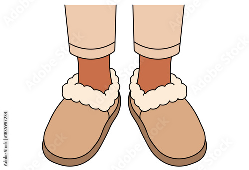 Warm Winter Slippers on Cozy Indoor Feet Illustration
