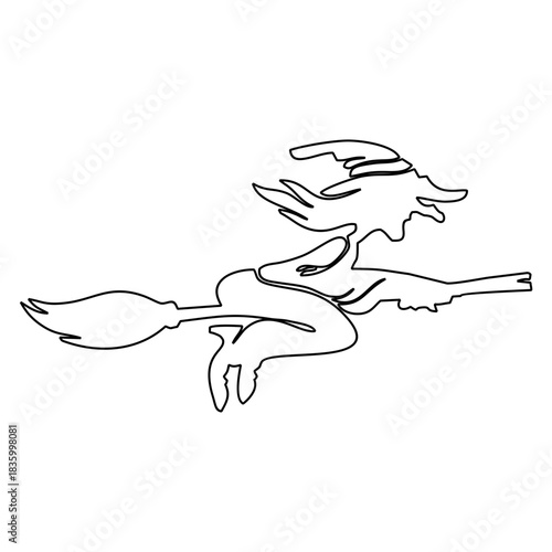 Witch flying on broomstick