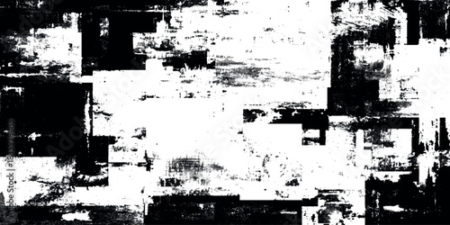 Abstract grunge texture featuring bold black ink splatters, distressed brush strokes, eroded edges, halftone dots and heavy weathering effects on transparent.