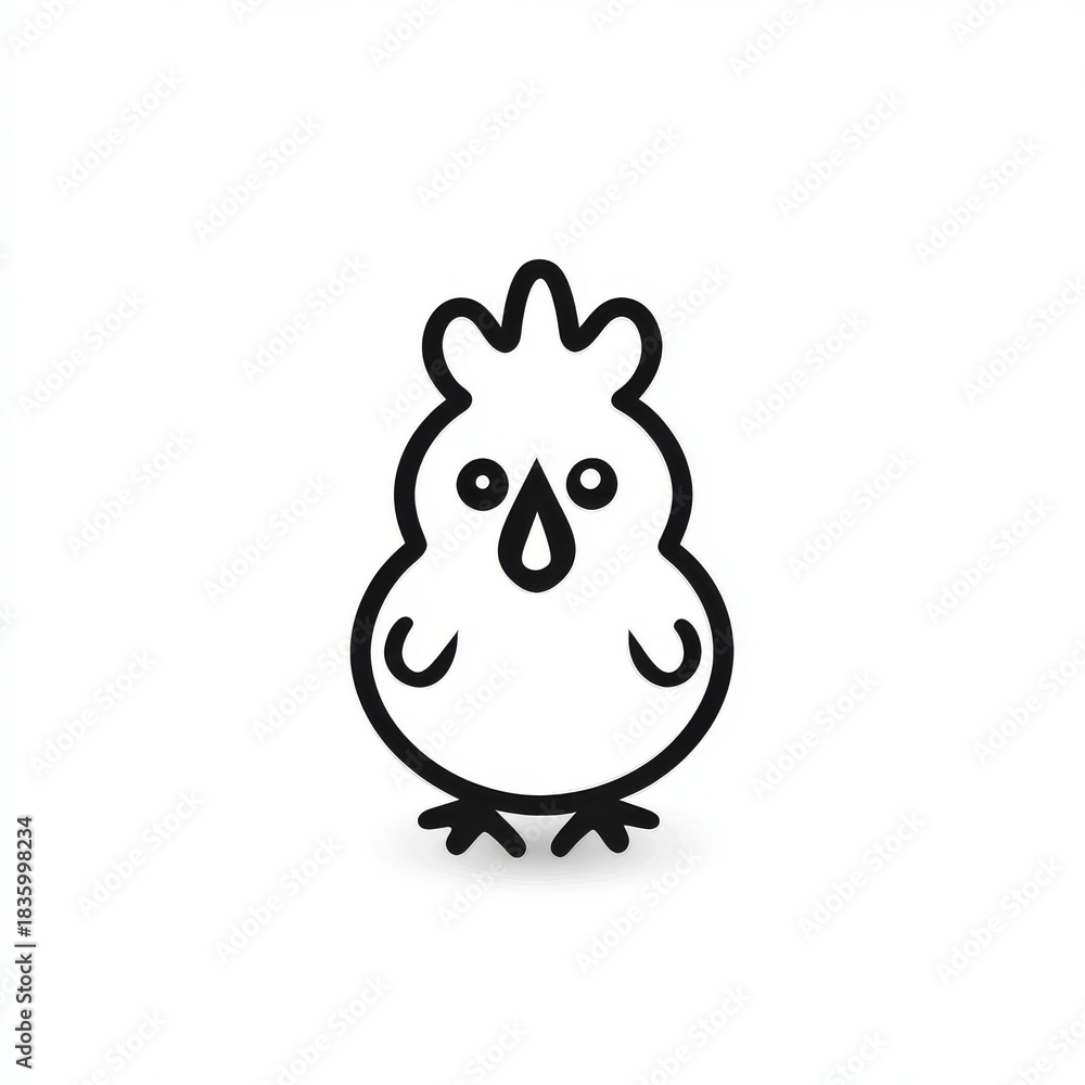 Naklejka premium Minimalist Chicken Illustration: Simple Outline Graphic for Farm Animal Concepts and Poultry Related Designs