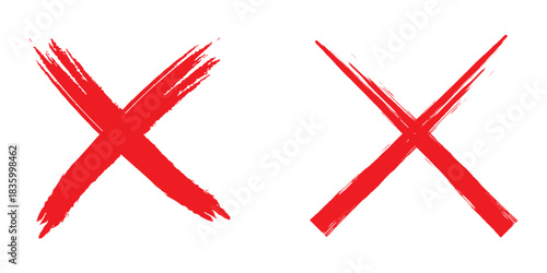 Hand-drawn cross marker set. Grunge x sign. Delete icon . Reject icon . Vector illustration.
