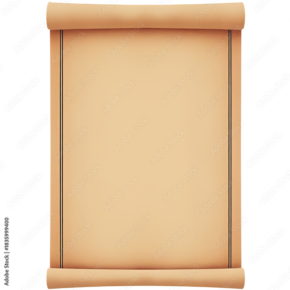 Fototapeta premium Blank Parchment Scroll on a Roll Frame for Documents, Certificates, or Creative Projects