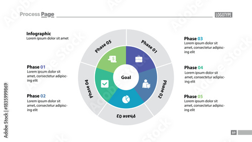 Five Circle Sectors Slide Template