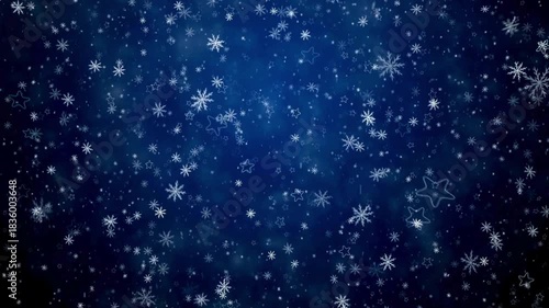 Snow falling on blue sky with cloud in the winter Smooth snow transition with gentle falling flakes and soft cinematic motion.