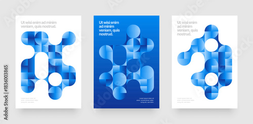 Template with fluid geometric shapes. Background with metaball fusion. Layout for flyer, poster or cover.
