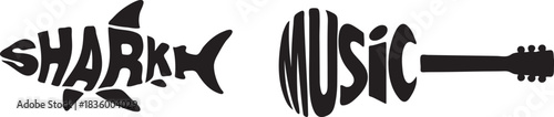 Shark music logo with guitar silhouette