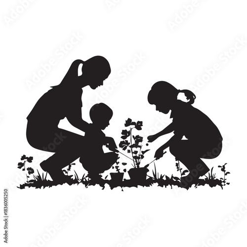 vector illustration of a silhouette of a girl teaching