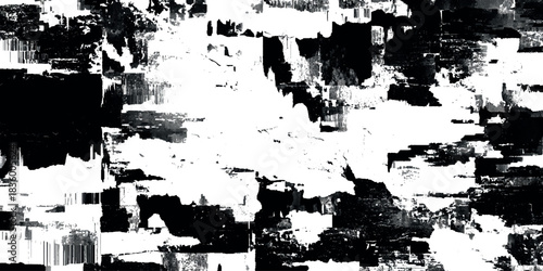 Abstract black and white grunge texture with distressed ink splatter overlay background for design element for posters, album covers.