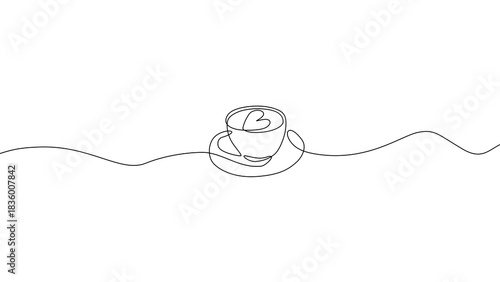 One line drawing Coffee Cup - line art