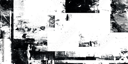 High resolution abstract grunge texture featuring distressed edges, paint splatters, scratches, and heavy layering on a white background.