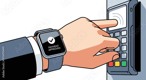 Smartwatch payment transaction completed on a point of sale terminal.
