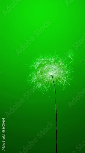 dandelion seeds on a green background