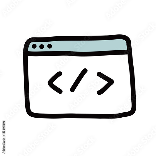 IT　プログラミング　タグ　シンプルな手描きのイラストアイコン