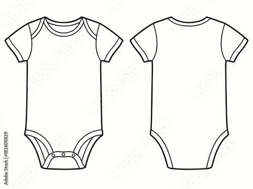 Baby Onesie Outline for Design and Customization.