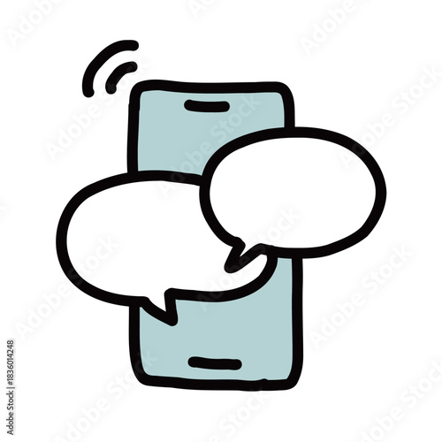 チャットアプリ　トーク画面　会話　ふきだし　シンプルな手描きのイラストアイコン