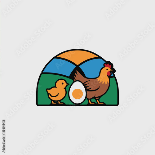 hen with chicken and egg