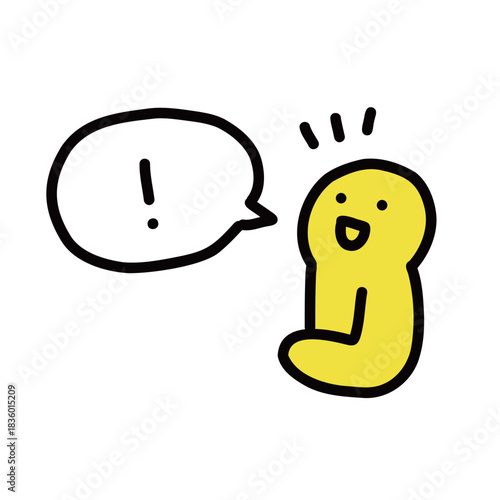 ビックリ　ふきだし　シンプルな手描きのイラストアイコン