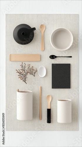 Minimalist Table Setting with Utensils and Decor