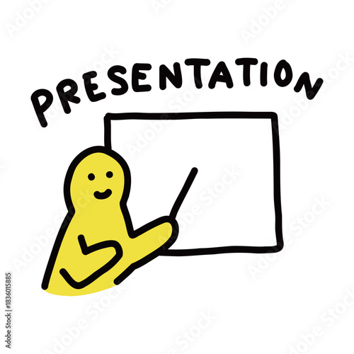 プレゼンテーション　セミナー　説明　講師　シンプルな手描きのイラストアイコン