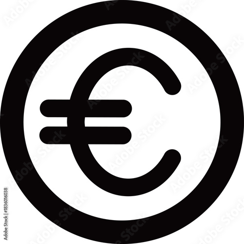 円形のユーロマークの通貨のシンプルな黒の線画アイコン