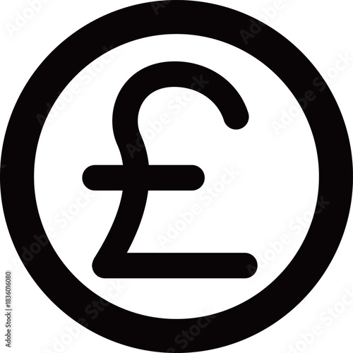 円形のポンドマークの通貨のシンプルな黒の線画アイコン