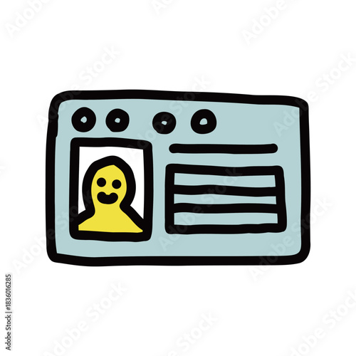 マイナンバーカード　ID　シンプルな手描きのイラストアイコン