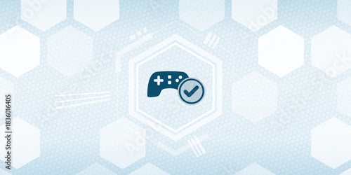 Gaming Controller Header Vector Background with Checkmark