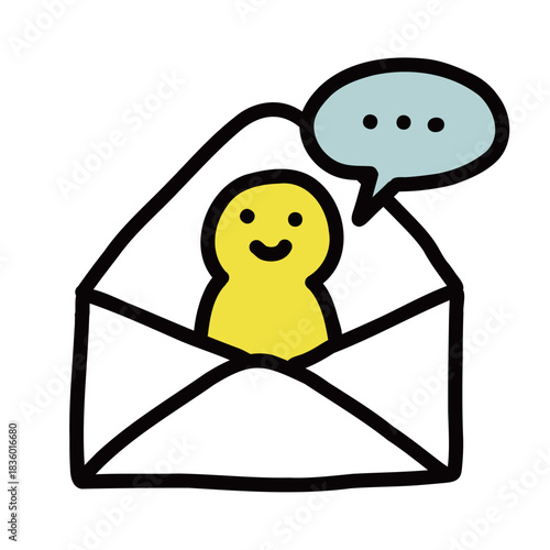 メール　チャット　シンプルな手描きのイラストアイコン