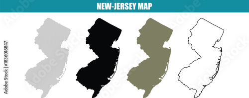 Detailed Maps of New Jersey State in Various Graphic Styles