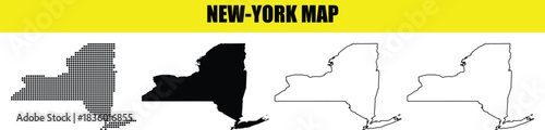 New York State Map in Different Styles for Graphic Design Purposes