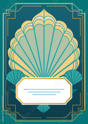 Elegant art deco style frame with stylish lines, perfect for invitations and announcements, exuding vintage glamour and timeless sophistication, 1920s vibe