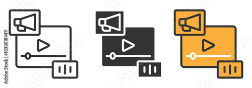 Boost your brand with dynamic video marketing campaigns, engage your audience and amplify your message with this versatile icon set for social media